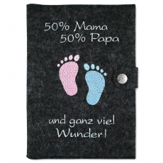 Mutterpasshülle 50% Mama 50% Papa  Anthrazit