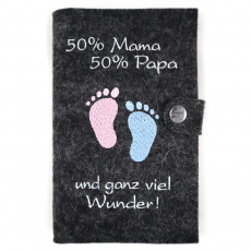 Mutter-Kind-Pass Hülle 50% Mama 50% Papa Anthrazit