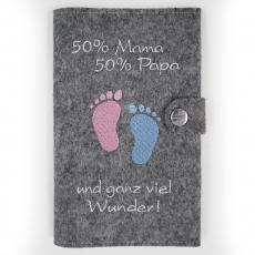 Mutter-Kind-Pass Hülle 50% Mama 50% Papa Grau