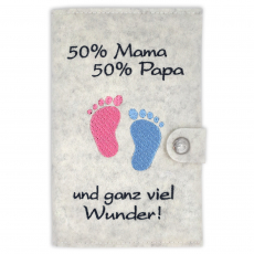 Mutter-Kind-Pass Hülle 50% Mama 50% Papa Weißgrau