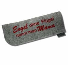 Brillenetui Engel ohne Flügel nennt man Mama grau/rot