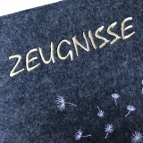 Zeugnismappe Pusteblume personalisiert mit Namen Anthrazit/Gold