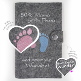 Mutter-Kind-Pass Hülle 50% Mama 50% Papa Grau