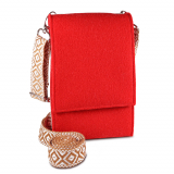 Damen Umhängetasche Handy aus 2mm Wollfilz Crossbody Bag Damen Handytasche zum Umhängen verstellbar abnehmbarer Schultergurt und Magnetverschluss zum Verschließen rot